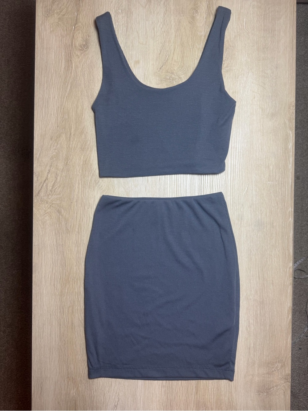 Slate Blue Ribbed Two-Piece Set - Picture 2 of 9